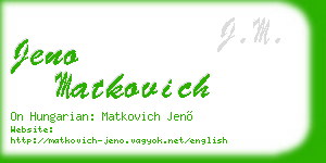jeno matkovich business card