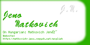 jeno matkovich business card